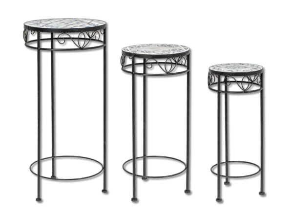 3-teiliges Gartentisch-Set aus Eisen und Keramik – Modell Erice, robust und elegant