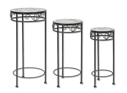 3-teiliges Gartentisch-Set aus Eisen und Keramik – Modell Erice, robust und elegant
