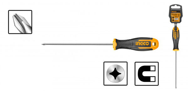 Kreuzschlitzschraubendreher PH2 INGCO 150mm – S2-Stahl, ergonomischer Griff