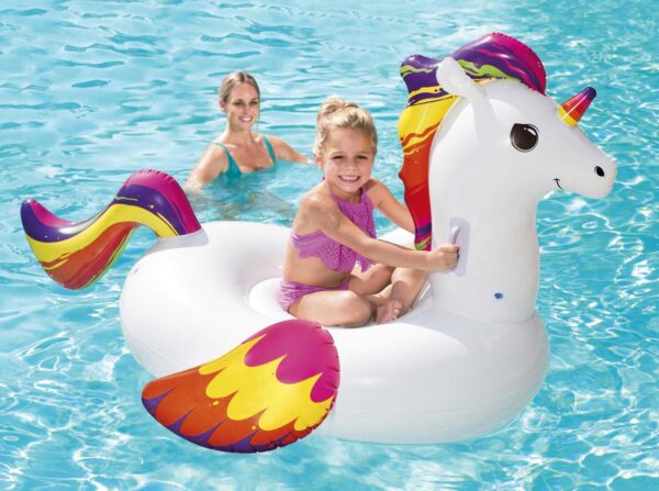 Aufblasbares Einhorn-Reittier 155x119 cm – Integrierte Griffe