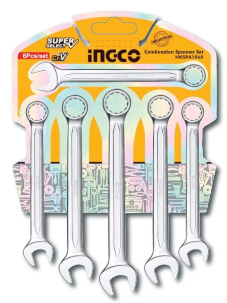 Set 6 chiavi combinate fisse e a stella – 8-17mm, finitura lucida, blister
