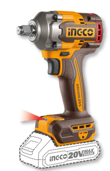 Avvitatore a Impulsi 20V 1/2" 400Nm Brushless Ingco – Solo Corpo