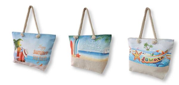 Borsa da spiaggia Summer con zip – 53x37 cm, poliestere-lino, con fodera e borsello