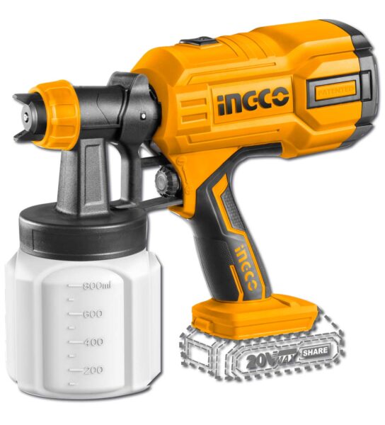 Aerografo a batteria 20V, 800ml/min, 120DIN-s, ugelli in rame