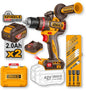 42V Brushless Hammer Drill 99 Nm with 2 x 2.0Ah Batteries + Case