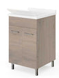 50x50x83H American Walnut Laundry Cabinet with 2 Doors - Polypropylene Basin with Siphon