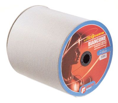 Cavetto ottonato Biancone Ø 4,5 mm zincato doppia torsione – Bobina 500m PVC bianco