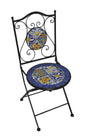 Makari Blue Outdoor Folding Chair – Iron Frame and Ceramic Mosaic