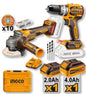 20V Drill + Grinder Kit – 2 batteries, brushless, case