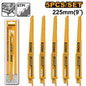 Set of 5 blades, 225mm, 6 TPI, for reciprocating saw, wood cutting