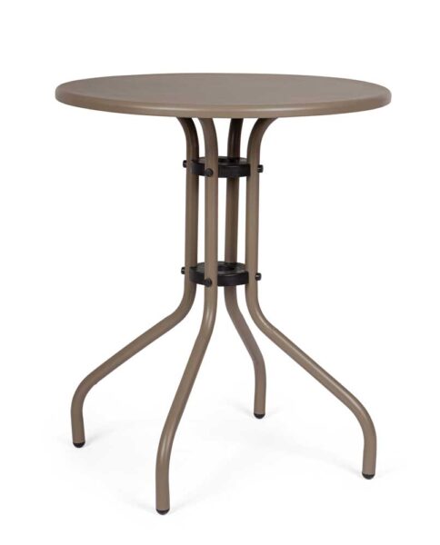 Tisch für Außenbereich aus Stahl, Cappuccino, Ø60 cm – kompakt und robust