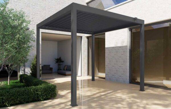 Pergola Bioclimatica Circe100 in Acciaio Grigio, 3x3x2,5H