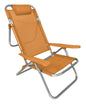 Big Reclining Beach Chair - Aluminum, 5 Positions, Orange