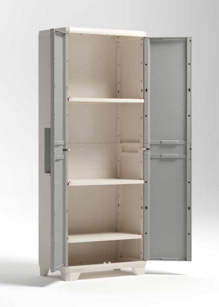 Armadio tuttopiani in resina Linear Wood 68x39x173h, effetto legno, piedini regolabili