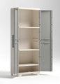 Linear Wood all-shelf resin cabinet 68x39x173h, wood effect, adjustable feet