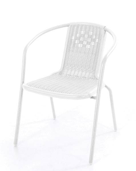 Sedia IOS tipo rattan – Acciaio verniciato, seduta in resina, bianca