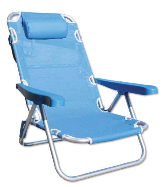 Strandliege Aluminium Textilene - 5 Positionen, Hellblau