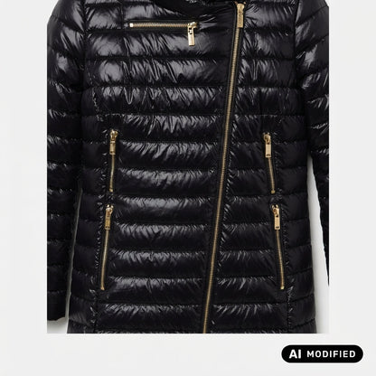 Relish Piumino DIESSAM_A lungo manica lunga con tasche più zip trasversale più cappuccio più bordo ecopelliccia RDA2605009028 nero