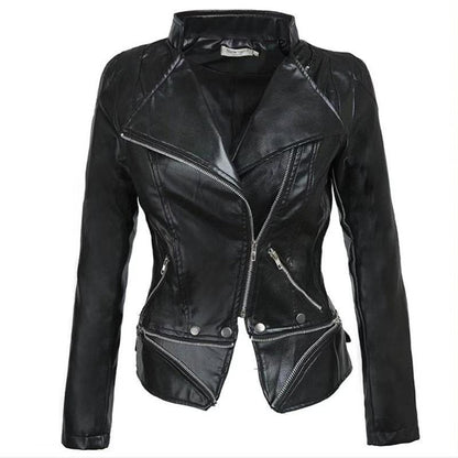 Giubbotto Donna Invernale Nera in Ecopelle – Giubbotto con Zip