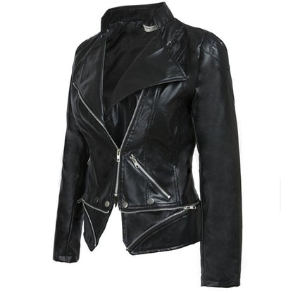 Giubbotto Donna Invernale Nera in Ecopelle – Giubbotto con Zip