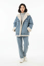 Women's Lambswool Blue Denim Effect Double-breasted Elegant Reversible SLIM FIT Jacket