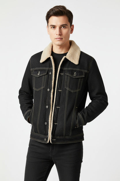 Giacca Jeans Uomo Felpata Invernale Calda e Comoda Slim Fit