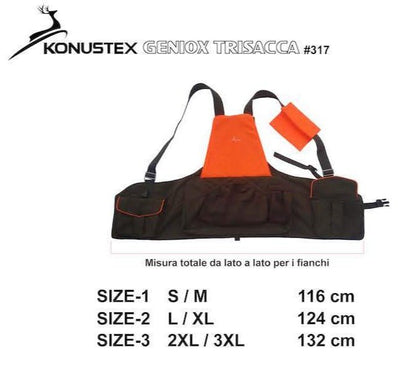 Gilet zaino caccia KONUSTEX GENIOX Trisacca regolabile