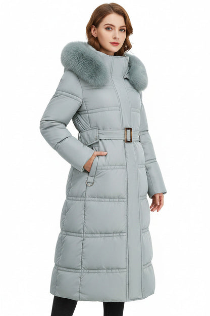 Cappotto Donna con Pelliccia Invernale | Giubbotto Lungo Caldo Elegante con Cappuccio