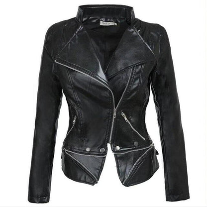 Giubbotto Donna Invernale Nera in Ecopelle – Giubbotto con Zip