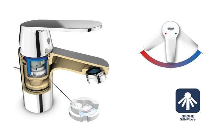 Grohe Blue Pure miscelatore da lavello BauCurve con sistema di filtraggio cromo 30581000