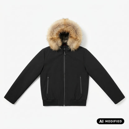 Canadian giubbotto corto con pelliccia al cappuccio da uomo CN.G224370FUR BLA nero