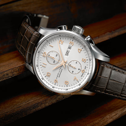 Hamilton Jazzmaster Chronograph Automatic Bianco cinturino in pelle