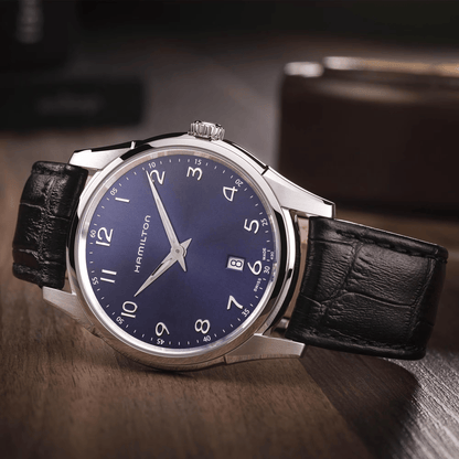 Hamilton Jazzmaster Quarz Blau – schwarzes Lederarmband