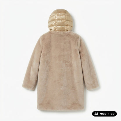 Bomboogie Cappotto lungo in ecopelliccia effetto lapin da donna Odessa Overcoat CW6570TFSB6 170 ostrica