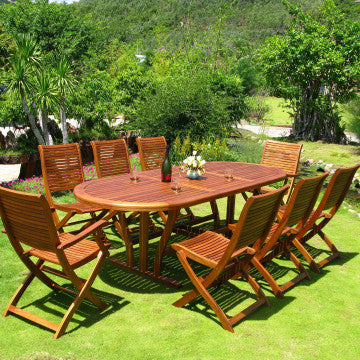 Tavolo ovale allungabile in legno Acacia massiccio 180/240x100 cm