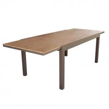 Ausziehtisch Cayman 160/240 x 95 aus Aluminium Weiß/Taupe mit Polywood Teakplatte