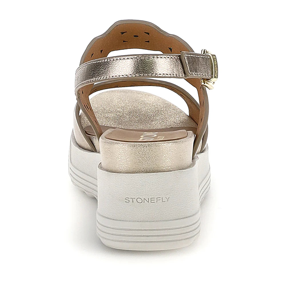 Stonefly Sandalo Donna Zeppa PARKY 37 223719 Z00 Oro - Pelle Laminata Second Skin