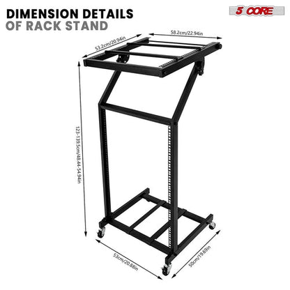 Supporto rack DJ 5Core 16U regolabile con ruote