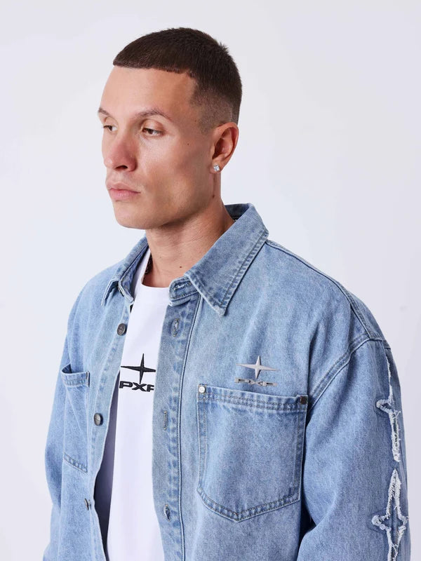 PXP Camicia overshirt in denim con inserti Polaris 2693130 JMC blu
