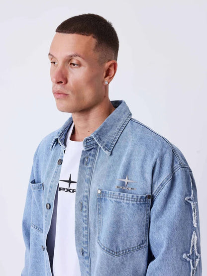 PXP Camicia overshirt in denim con inserti Polaris 2693130 JMC blu