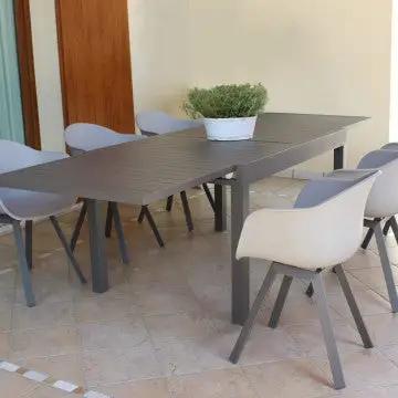 Ausziehtisch Hawaii aus taupefarbenem Aluminium - 135/270 x 90