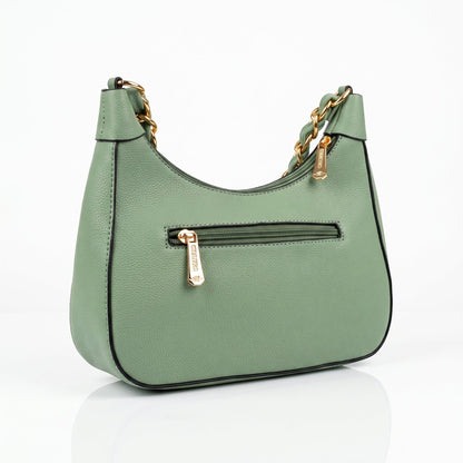 Charro Green Hobo Bag with Gold Chain and Removable Shoulder Strap