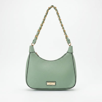 Charro Green Hobo Bag with Gold Chain and Removable Shoulder Strap