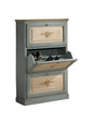 SOLID WOOD SHOE CABINET WITH 3 DOORS, AZURE/OCHRE, W80 x D30 H130cm