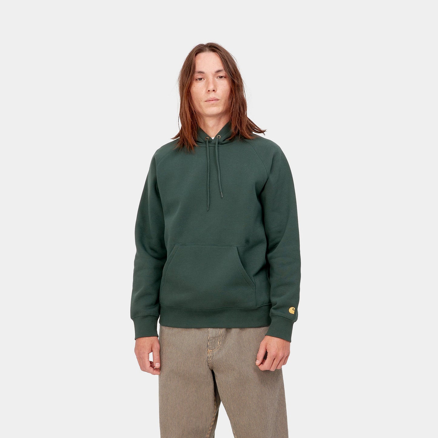 Carhartt Felpa con cappuccio da uomo 1026384 1H3 juniper-gold