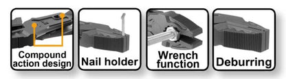 Pinza 180mm – Azione Combinata, Portachiodi, Impugnatura Ergonomica