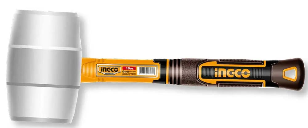 Hammer mit weißem Gummikopf 220g Fiberglasstiel Ingco