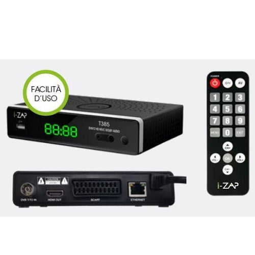 I-Zap Decoder Digitaler Terrestrischer HD DVB T2 HEVC USB LAN Scart HDMI LED - T385