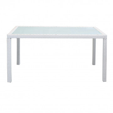 Gartentisch Azore 150 x 90 rechteckig mit Metall- und Wickergeflecht und Glasplatte
