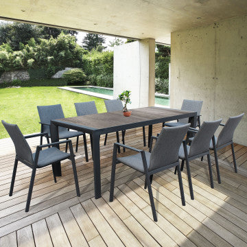 Tavolo Carson 195 x 90 - Struttura in alluminio con piano in ceramica effetto legno